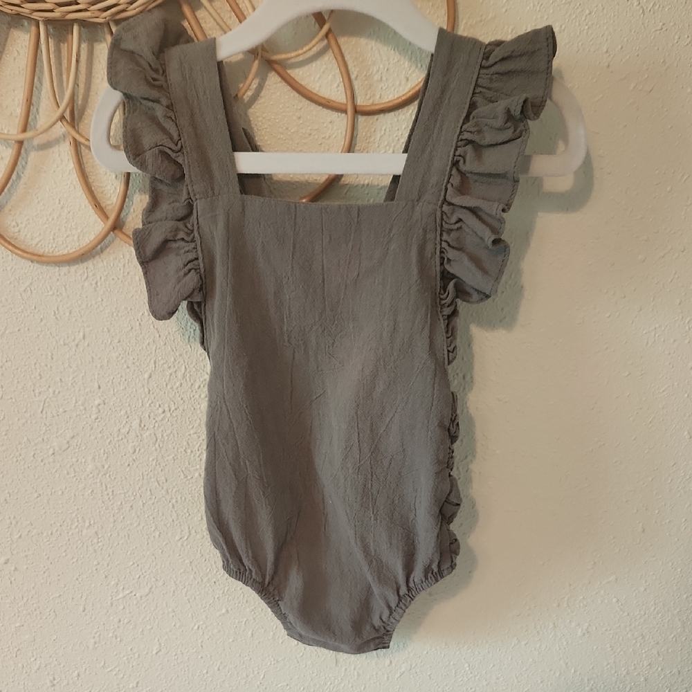 Sage Ruffled Kids One Piece